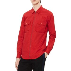 Calvin Klein Zip Front Shirt in Red Size M
